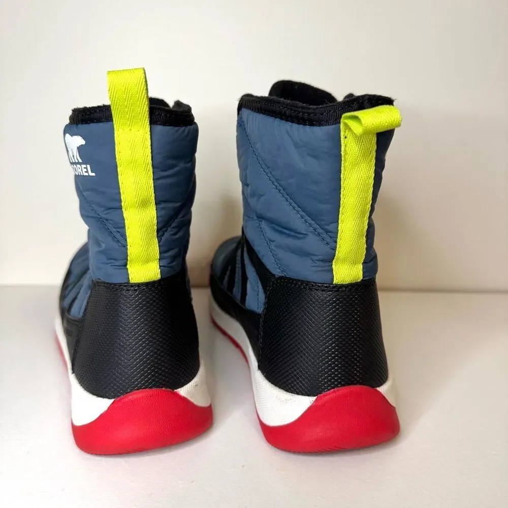 Sorel Whitney II Kids/Boys Snow Boots - Blue and Red | Size 7